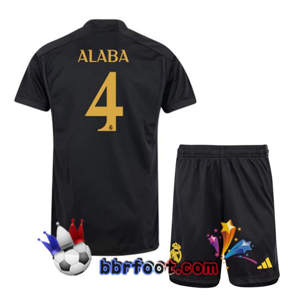 Maillot Foot Real Madrid (Alaba 4) Enfant Third Noir 2023/2024 Maillot Foot Real Madrid (Alaba 4) Enfant Third Noir 2023/2024