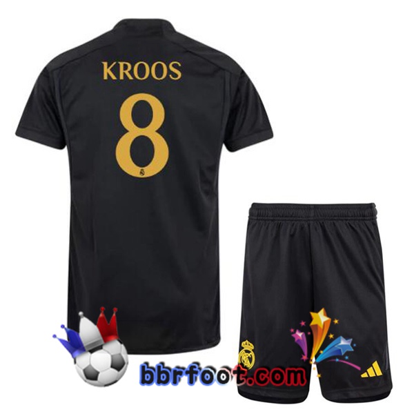 Maillot Foot Real Madrid (Kroos 8) Enfant Third Noir 2023/2024