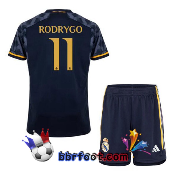 Maillot Foot Real Madrid (Rodrygo 11) Enfant Exterieur Bleu Royal 2023/2024