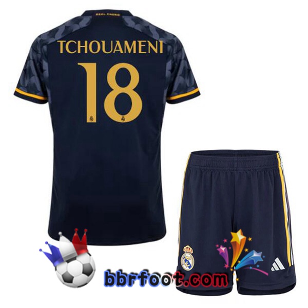 Maillot Foot Real Madrid (Tchouameni 18) Enfant Exterieur Bleu Royal 2023/2024