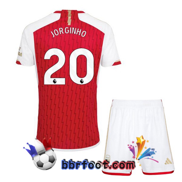 Maillot Foot Arsenal (JORGINHO 20) Enfant Domicile Rouge Blanc 2023/2024