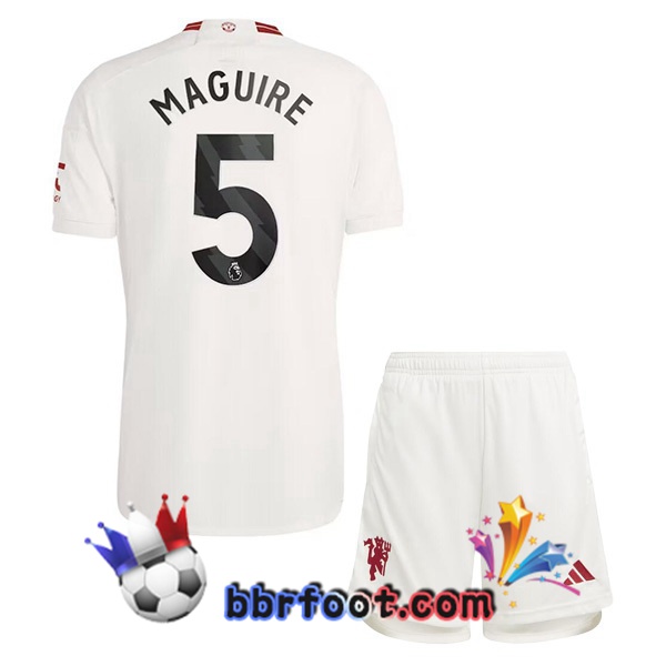 Maillot Foot Manchester United (Maguire 5) Enfant Third Blanc 2023/2024