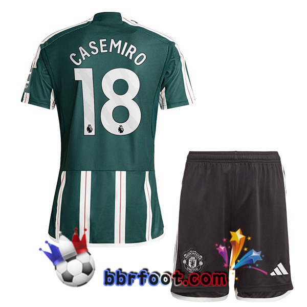 Maillot Foot Manchester United (Casemiro 18) Enfant Exterieur Vert 2023/2024
