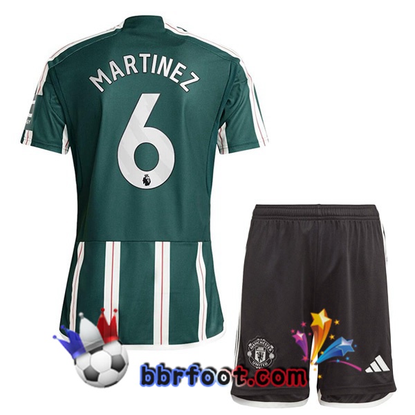 Maillot Foot Manchester United (Martinez 6) Enfant Exterieur Vert 2023/2024