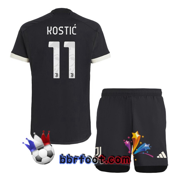 Maillot Foot Juventus (KOSTIĆ 11) Enfant Juventus Third Noir 2023/2024