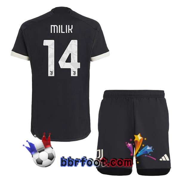 Maillot Foot Juventus (MILIK 14) Enfant Juventus Third Noir 2023/2024
