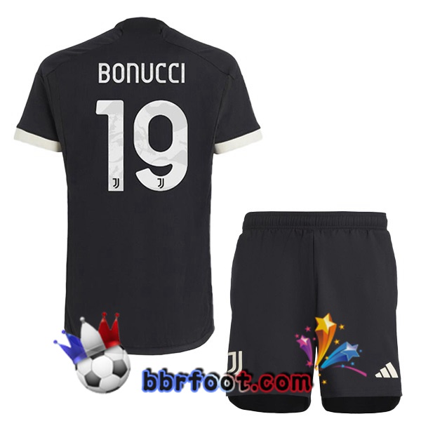 Maillot Foot Juventus (BONUCCI 19) Enfant Juventus Third Noir 2023/2024