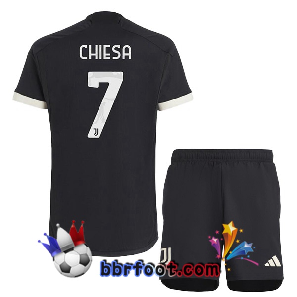 Maillot Foot Juventus (CHIESA 7) Enfant Juventus Third Noir 2023/2024