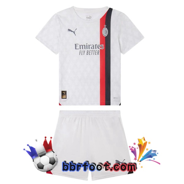 Maillot Foot AC Milan Enfant Exterieur Blanc 2023/2024