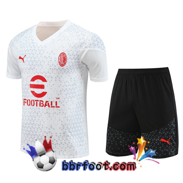 Ensemble Training T-Shirts AC Milan + Shorts Blanc 2023/2024
