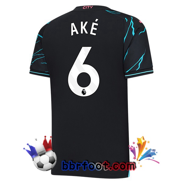 Maillot Foot Manchester City (Nathan Ake 6) Third Bleu Noir 2023/2024