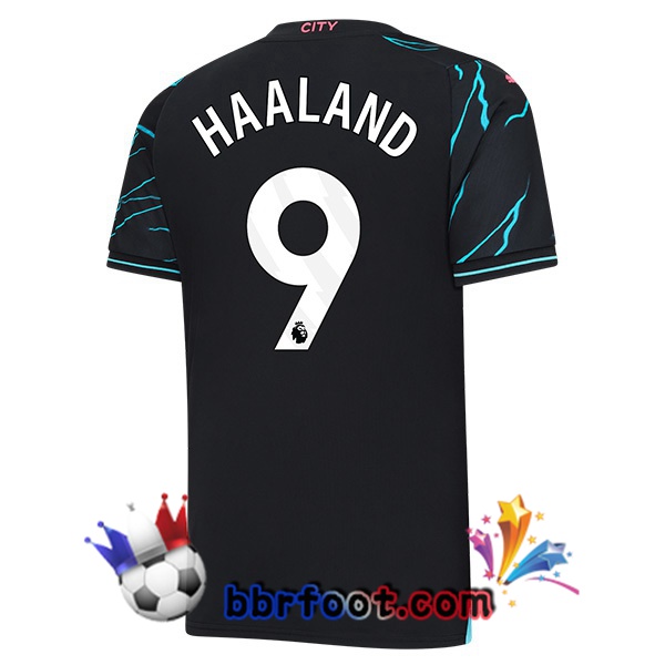 Maillot Foot Manchester City (Erling Haaland 9) Third Bleu Noir 2023/2024