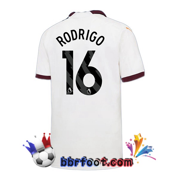 Maillot Foot Manchester City (Rodrigo 16) Exterieur Blanc 2023/2024