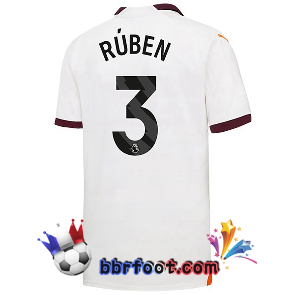 Maillot Foot Manchester City (Ruben Dias 3) Exterieur Blanc 2023/2024