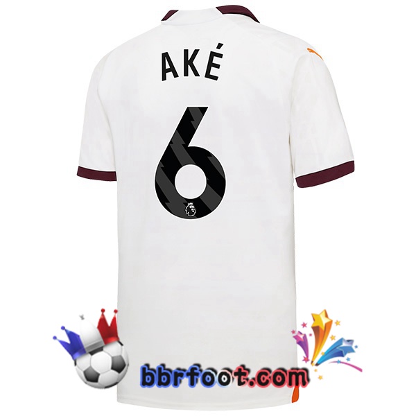 Maillot Foot Manchester City (Nathan Ake 6) Exterieur Blanc 2023/2024
