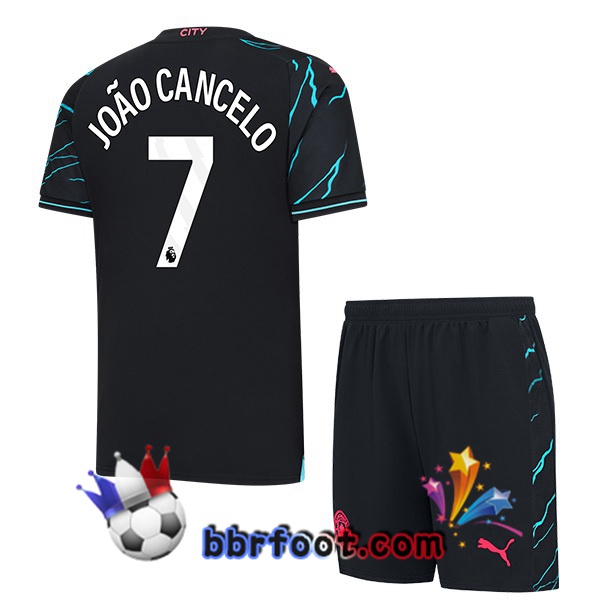 Maillot Foot Manchester City (João Cancelo 7) Enfant Third Bleu Noir 2023/2024