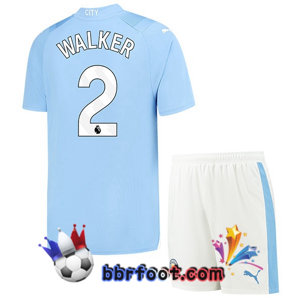 Maillot Foot Manchester City (Kyle Walker 2) Enfant Domicile Bleu 2023/2024