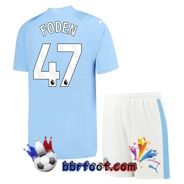 Maillot Foot Manchester City (Phil Foden 47) Enfant Domicile Bleu 2023/2024 Maillot Foot Manchester City (Phil Foden 47) Enfant Domicile Bleu 2023/2024