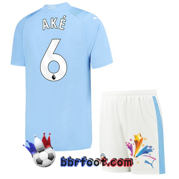 Maillot Foot Manchester City (Nathan Ake 6) Enfant Domicile Bleu 2023/2024