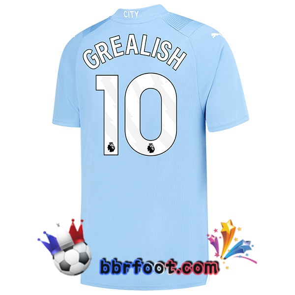 Maillot Foot Manchester City (Jack Grealish 10) Domicile Bleu 2023/2024