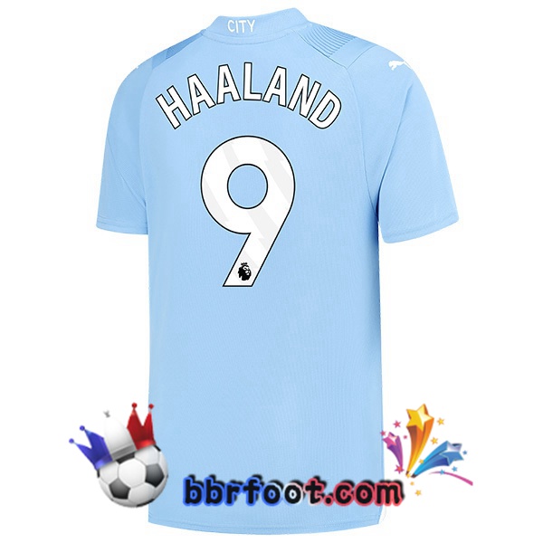 Maillot Foot Manchester City (Erling Haaland 9) Domicile Bleu 2023/2024