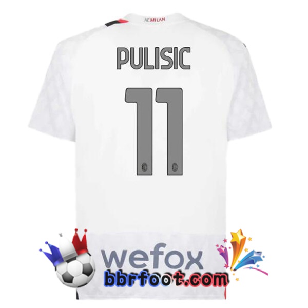 Maillot Foot AC Milan (Pulisic 11) Exterieur Blanc 2023/2024