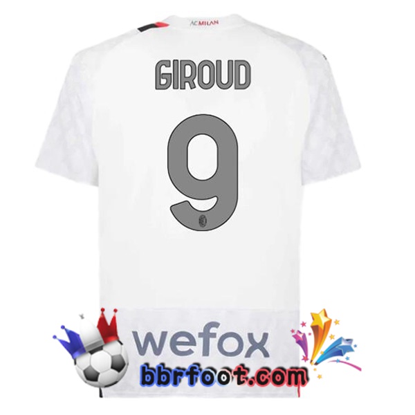 Maillot Foot AC Milan (Giroud 9) Exterieur Blanc 2023/2024