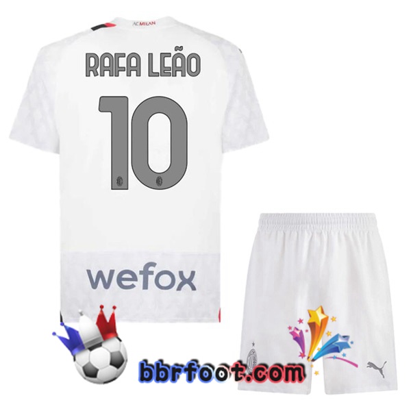 Maillot Foot AC Milan (Rafa Leão 10) Enfant Exterieur Blanc 2023/2024