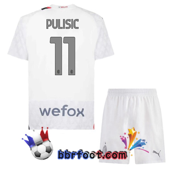 Maillot Foot AC Milan (Pulisic 11) Enfant Exterieur Blanc 2023/2024