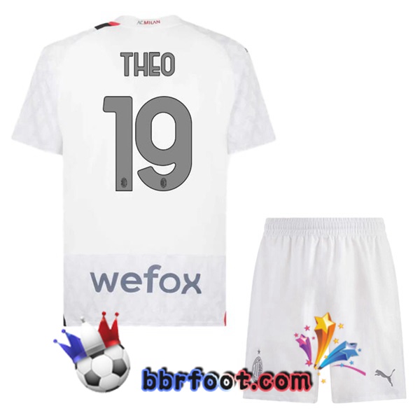 Maillot Foot AC Milan (Theo 19) Enfant Exterieur Blanc 2023/2024