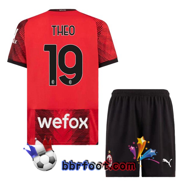 Maillot Foot AC Milan (Theo 19) Enfant Domicile Rouge 2023/2024