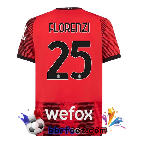 Maillot Foot AC Milan (Florenzi 25) Domicile Rouge 2023/2024