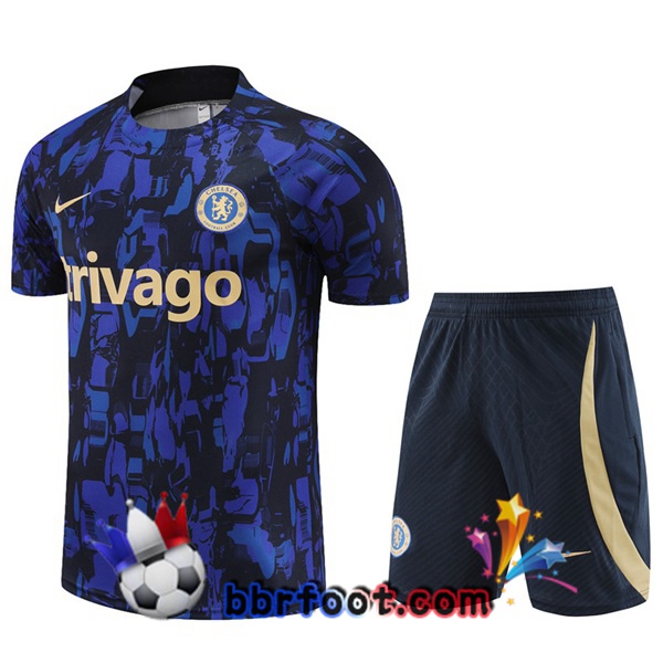 Ensemble Training T-Shirts FC Chelsea + Shorts Bleu Royal 2023/2024