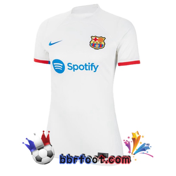 Maillot Foot FC Barcelone Femme Exterieur Blanc 2023/2024