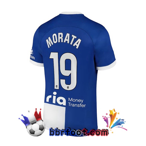 Maillot Foot Atletico Madrid (Morata 19) Exterieur Bleu 2023/2024 Maillot Foot Atletico Madrid (Morata 19) Exterieur Bleu 2023/2024