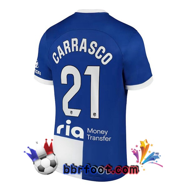 Maillot Foot Atletico Madrid (Carrasco 21) Exterieur Bleu 2023/2024