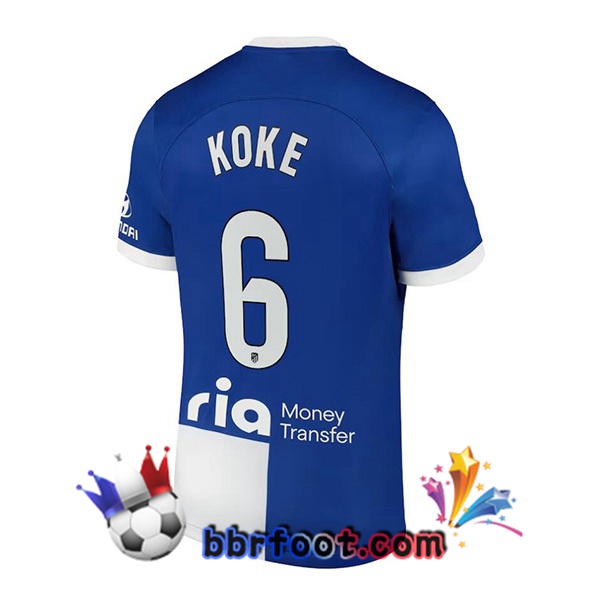 Maillot Foot Atletico Madrid (Koke 6) Exterieur Bleu 2023/2024