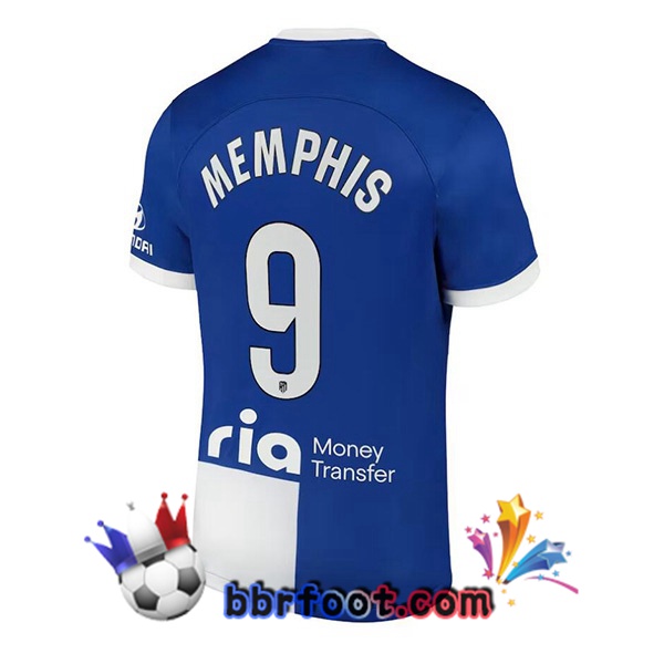 Maillot Foot Atletico Madrid (Memphis 9) Exterieur Bleu 2023/2024
