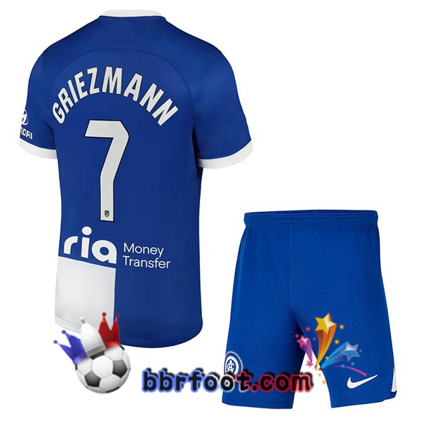 Maillot Foot Atletico Madrid (Griezmann 7) Enfant Exterieur Bleu 2023/2024