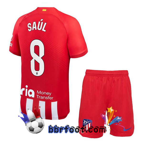 Maillot Foot Atletico Madrid (Saúl 8) Enfant Domicile Rouge 2023/2024