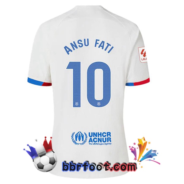 Maillot Foot FC Barcelone (ANSU FATI 10) Exterieur Blanc 2023/2024