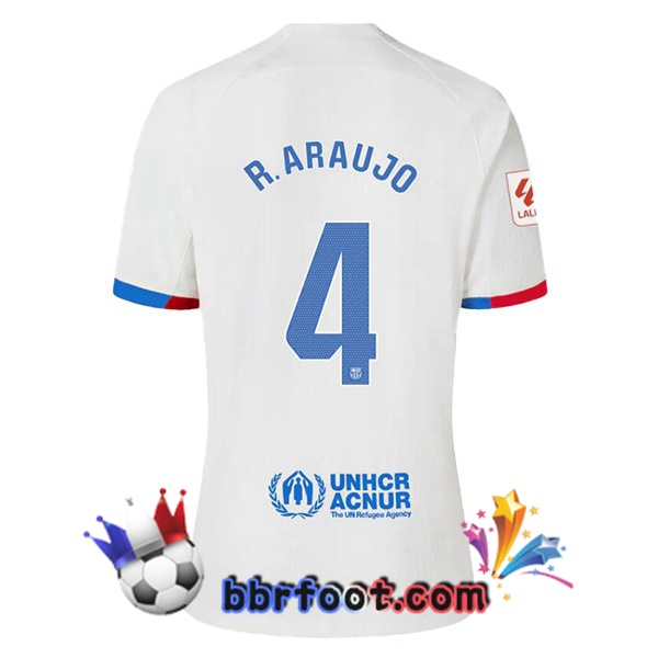 Maillot Foot FC Barcelone (R. ARAUJO 4) Exterieur Blanc 2023/2024