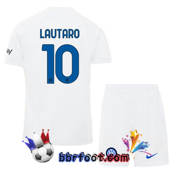 Maillot Foot Inter Milan (LAUTARO 10) Enfant Exterieur Blanc 2023/2024