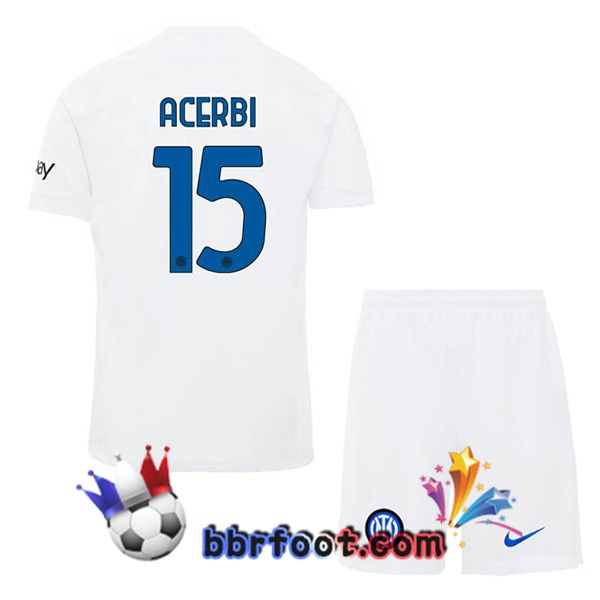 Maillot Foot Inter Milan (ACERBI 15) Enfant Exterieur Blanc 2023/2024