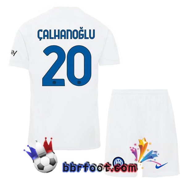 Maillot Foot Inter Milan (ÇALHANOĞLU 20) Enfant Exterieur Blanc 2023/2024