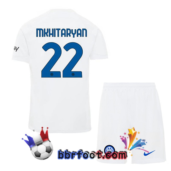 Maillot Foot Inter Milan (MKHITARYAN 22) Enfant Exterieur Blanc 2023/2024