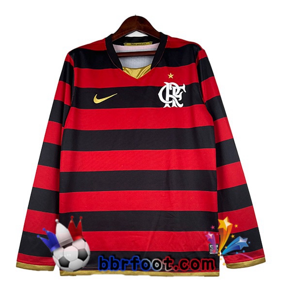 Maillot de Foot Flamengo Retro Domicile Manche Longue Rouge 2008-2009