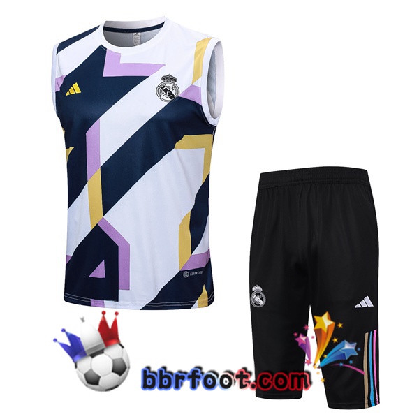 Gilet Foot Real Madrid + Shorts Blanc 2023/2024 Gilet Foot Real Madrid + Shorts Blanc 2023/2024
