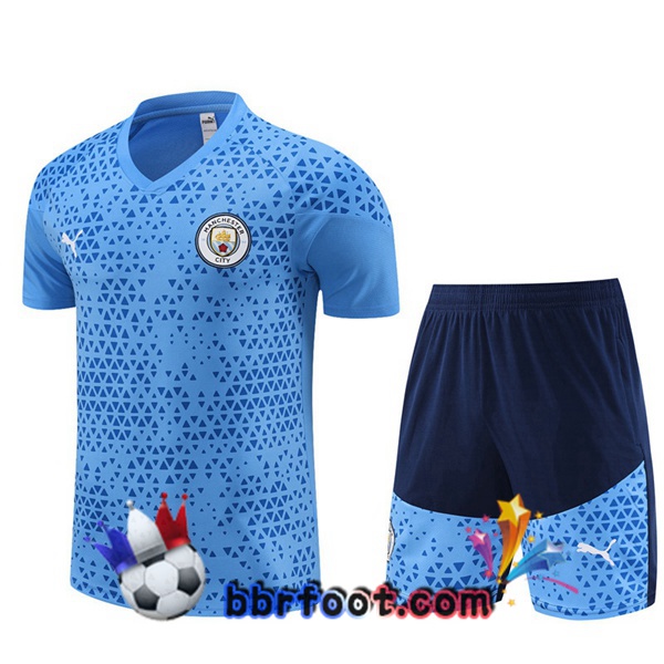 Ensemble Training T-Shirts Manchester City + Shorts Bleu 2023/2024