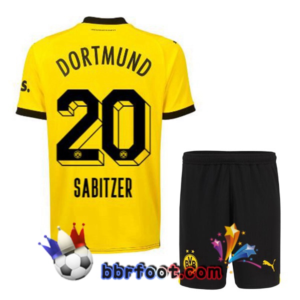 Maillot Foot Dortmund BVB (Sabitzer 20) Enfant Domicile Jaune Noir 2023/2024